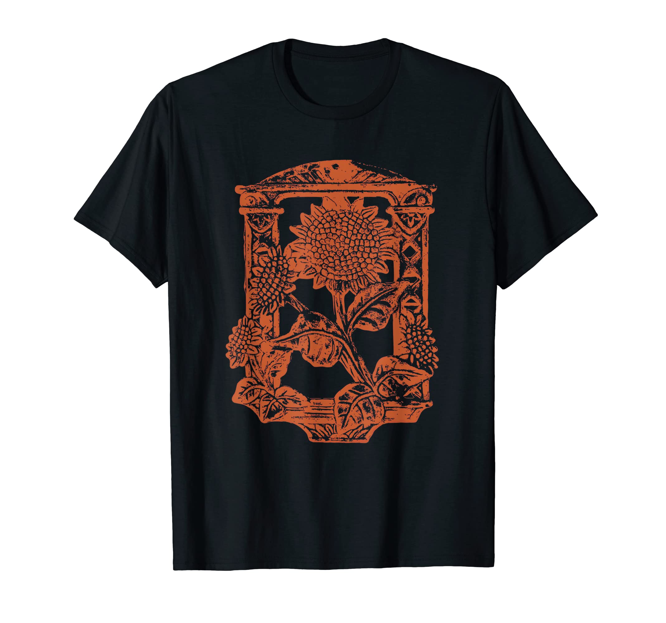 Vintage Retro Litho StyleArt Deco Orange Sunflower T-Shirt