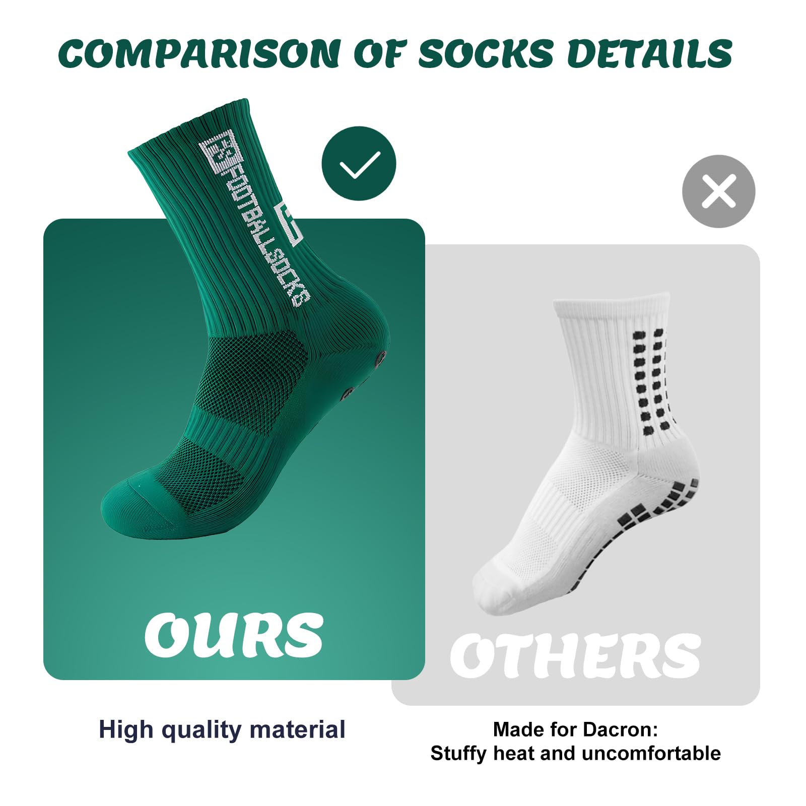 Okdance Grip Socks - 3 paia di calzini da calcio antiscivolo per bambini e ragazzi, antiscivolo, per basket, baseball, calcio, sport