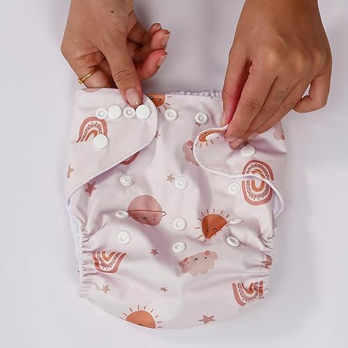 Miniatura 6 de Juego de 12 pañales de tela ajustables reutilizables para recién nacidos a 0-3 años, tamaño único, fundas de pañales de bolsillo lavables para bebés