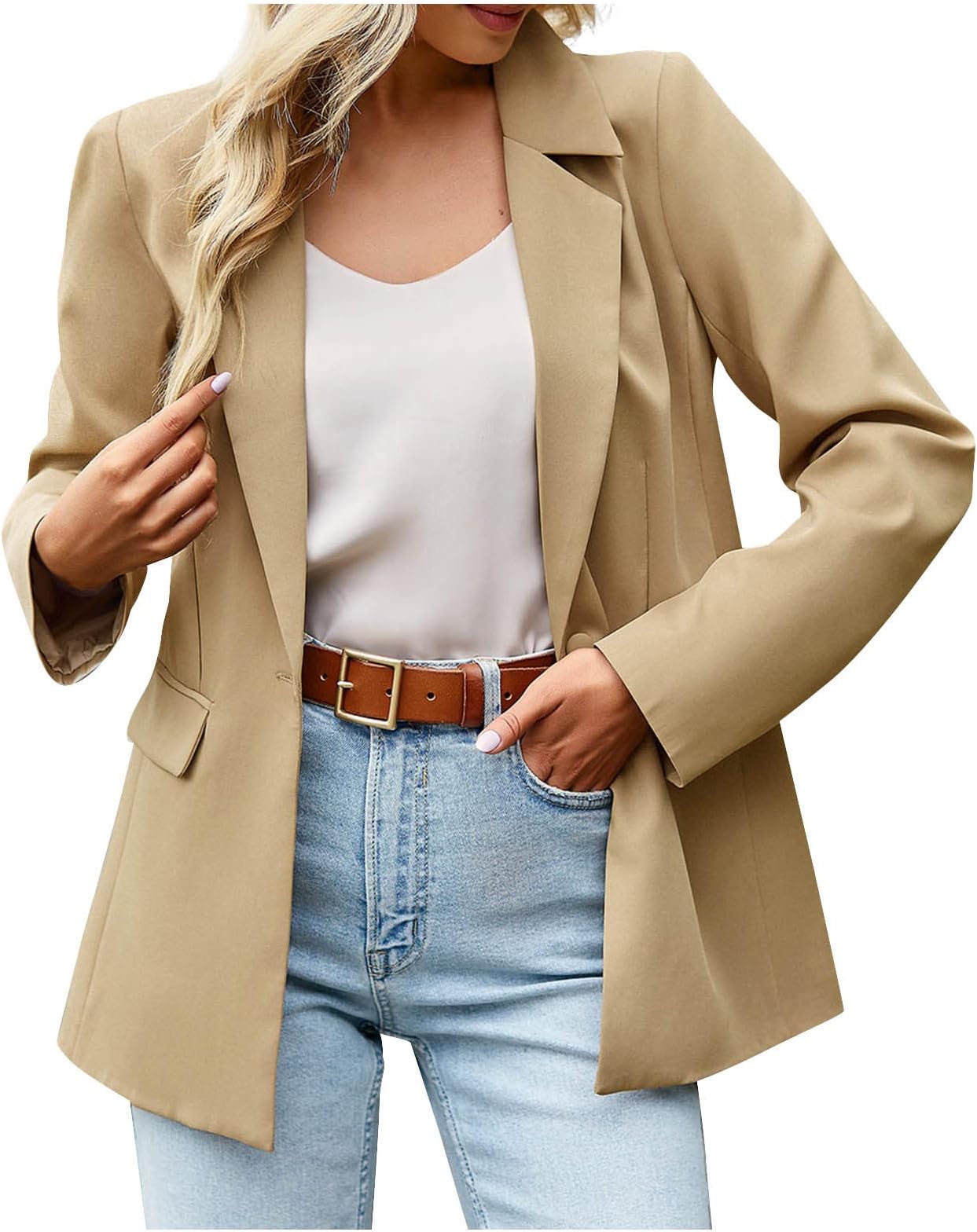 For Female Wearing The Fall Long-sleeved Workshirt Solid Deep V Neck Button Workshirt
