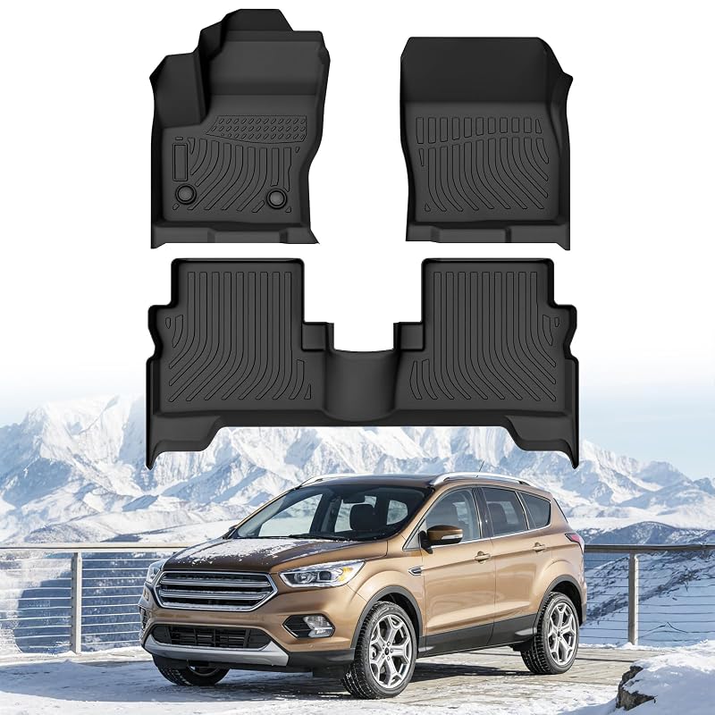 Tapetes automotivos em TPE preto para Ford Escape 2013–2019 e Ford C-max 2013–2018, 1ª e 2ª fileiras, Vehiwell
