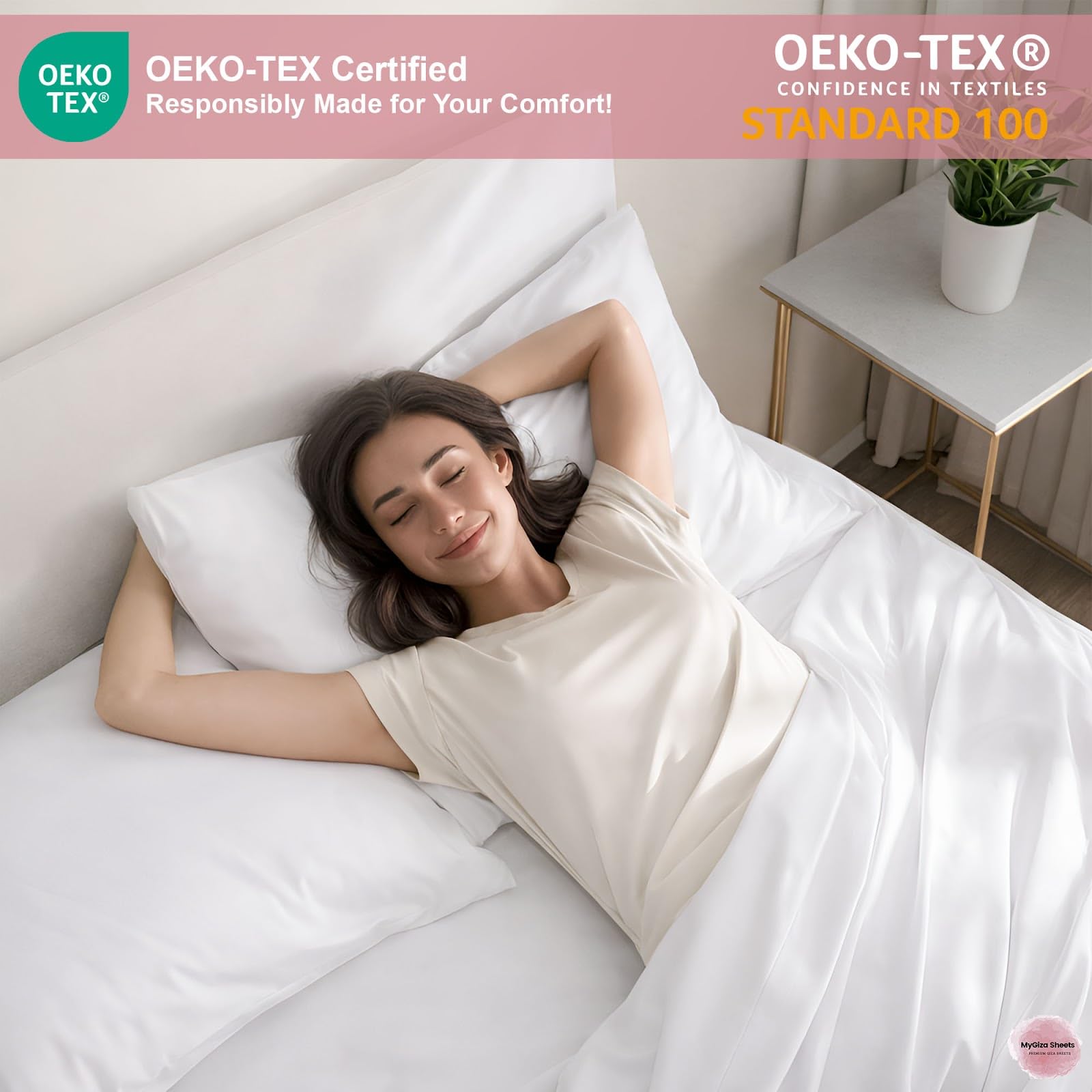 MyGiza Sheets Zestawy prześcieradeł z elastyczną głowicą King do regulowanych łóżek, 100% certyfikowana bawełna Giza Split King 81 cm prześcieradła puchowe pasują do materaca o głębokości 40 cm, białe