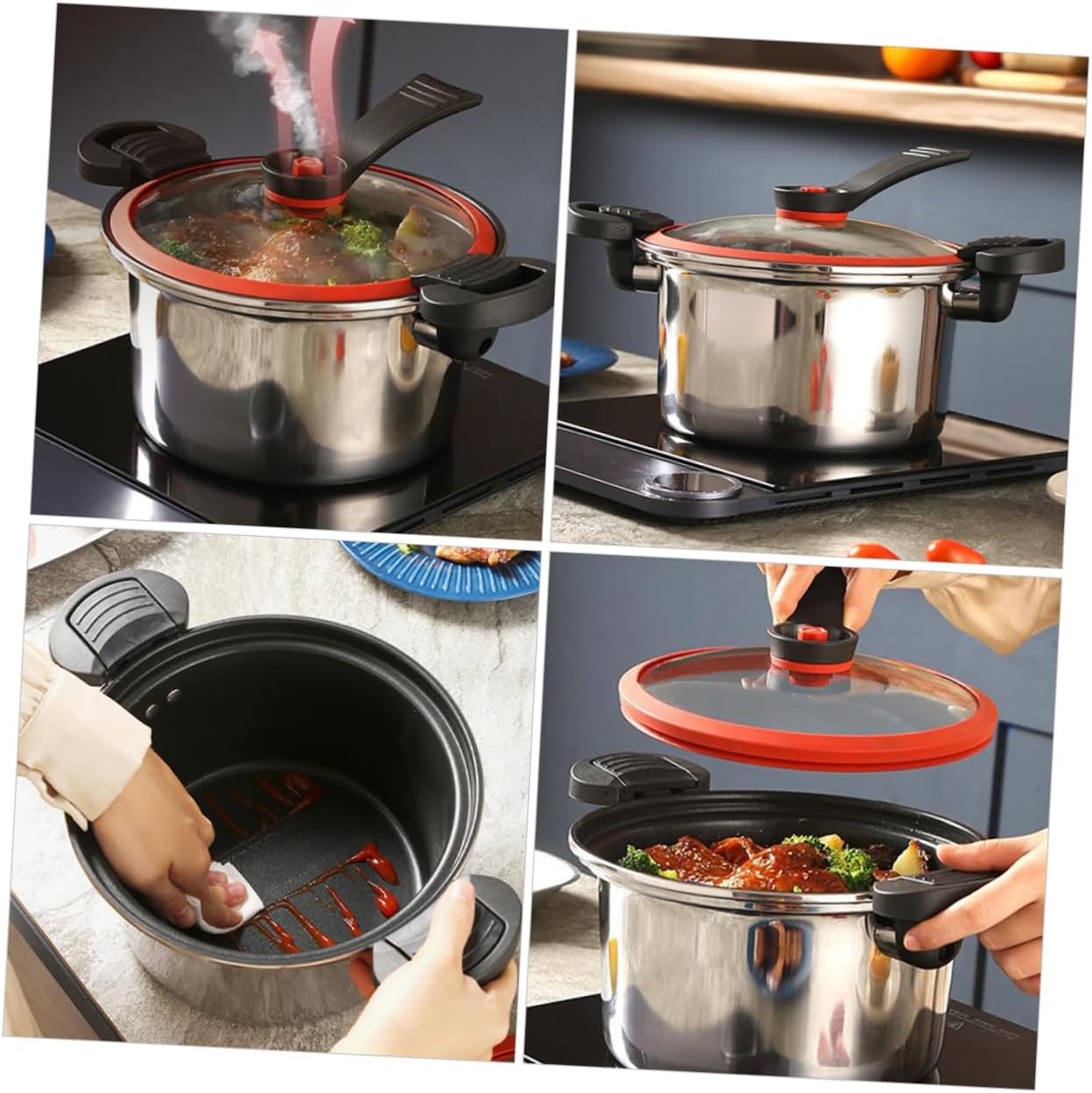 Pressure Cooker Stove Pressure Cooker Soup Pot Low Pressure Pot Stainless Steel for Kitchen Boiling
