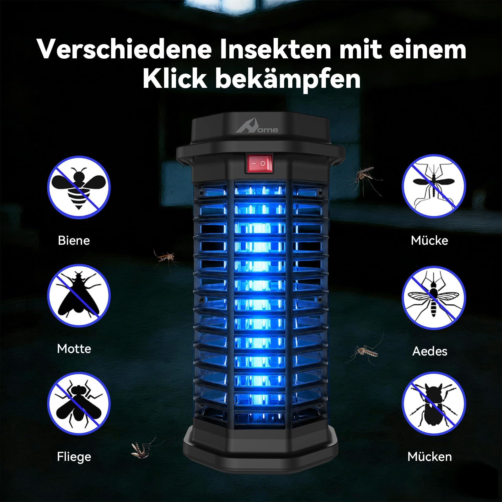 4200V Insektenvernichter elektrisch, UV-Falle gegen Mücken und Fliegen | 15W Mückenlampe, 7-mm-Sicherheitsgitter, IPX4 wasserdicht, chemiefrei, ideal für Garten, Balkon & Schlafzimmer