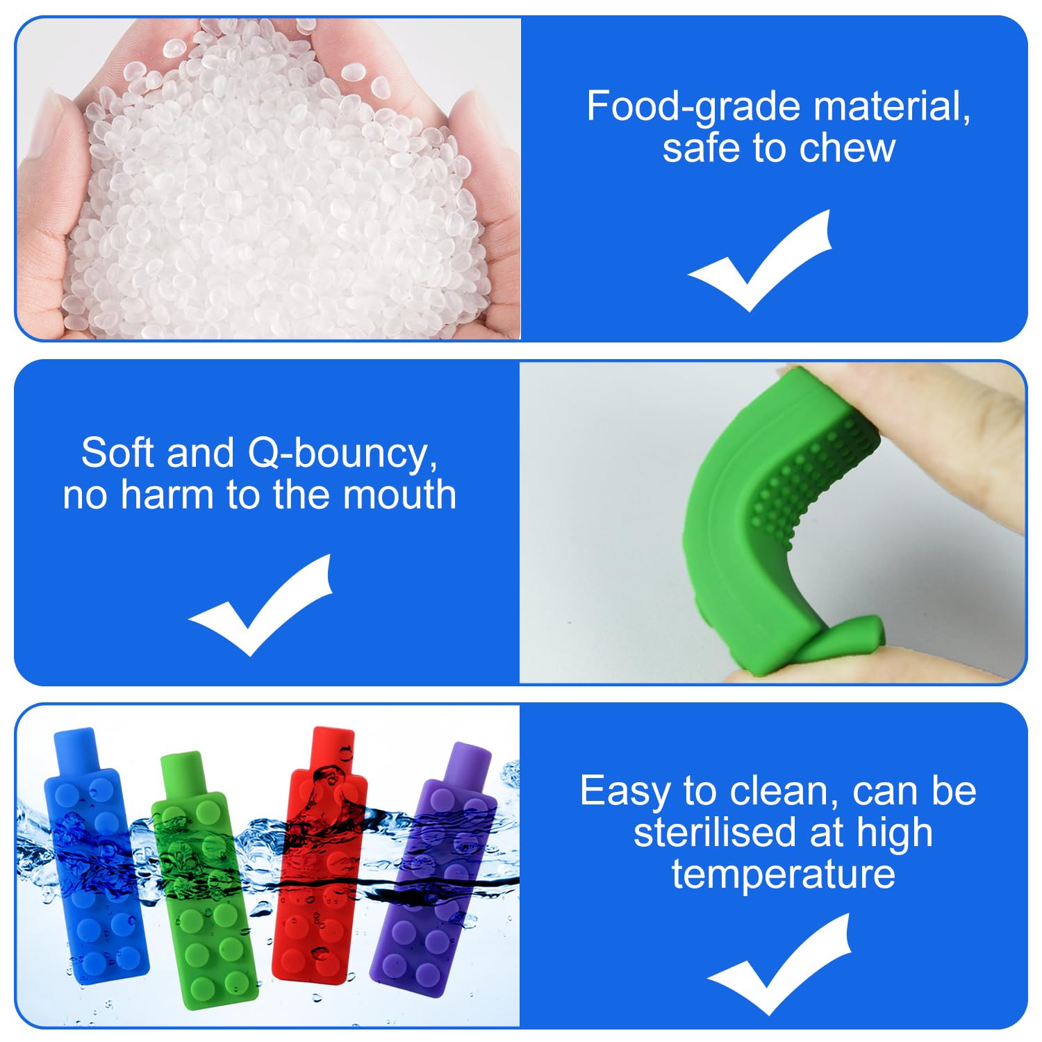 Lot de 4 Embouts de Crayon À Mâcher Silicone Sensoriels pour Dentition, Autisme, TDAH, Enfants
