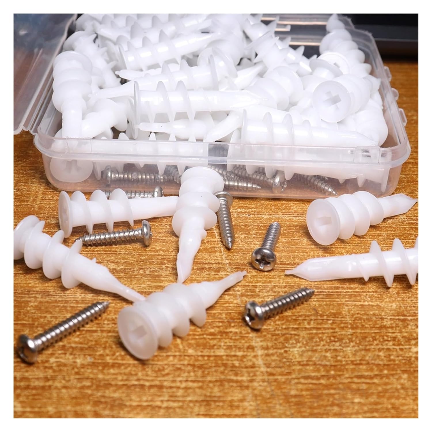 50 Pieces White Self Drilling Anchors with Screws Kit Gypsum Board and Assortment(10x33)