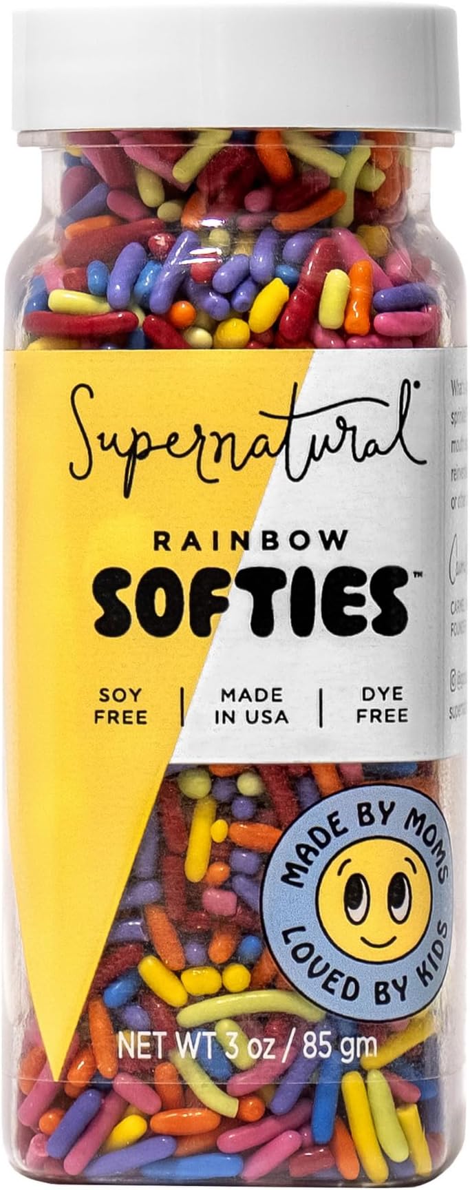 Rainbow Softies Natural Sprinkles by Supernatural, Made in USA, No Artificial Dyes, Soy Free, Gluten Free, Corn Free, Vegan, 3oz