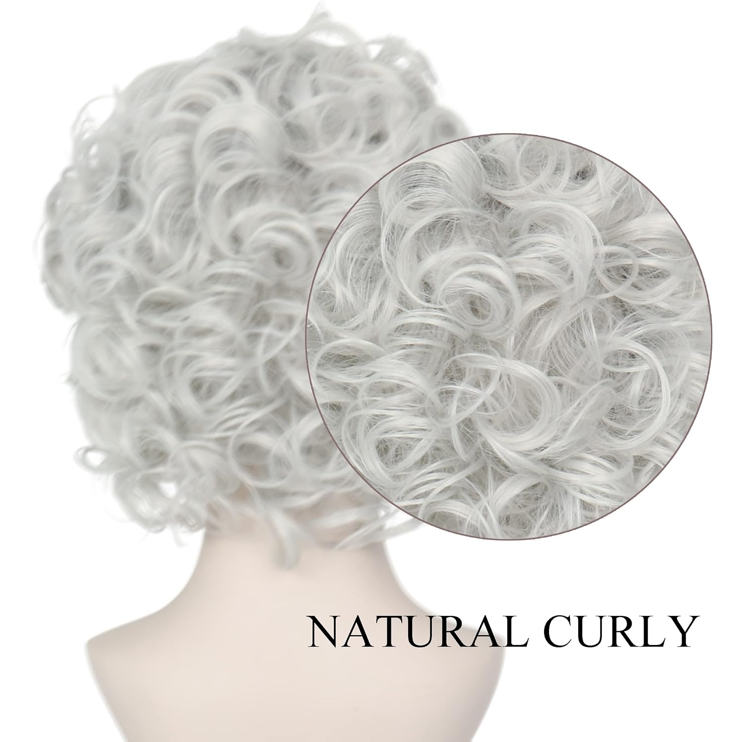 Yan Dream Old Lady Wigs Old Woman Costume Set Silver Grey Grandma Wig Granny Glasses Pearl Necklace for Halloween