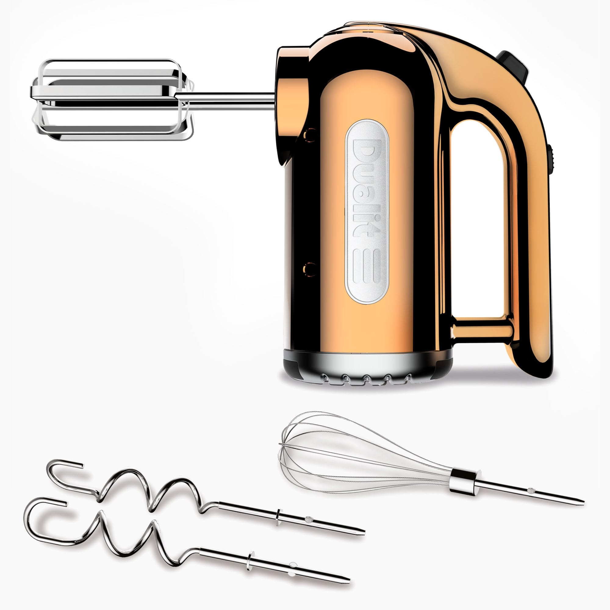 Dualit Hand Mixer Copper - 400W - Strong Grip Handle - Attachments Included - Integral Plug Storage - 4 Speed Settings - Repairable gears - Flat Beaters, Dough Hooks, Balloon Whisk — image 1