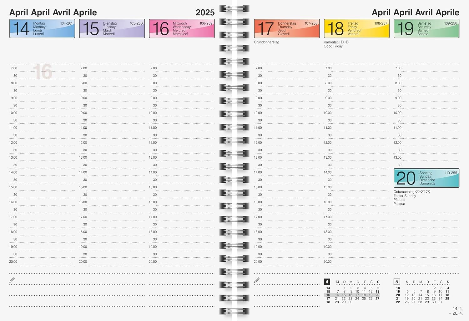 BRUNNEN DATAline Book Calendar Model 796 40 (2025), 2 Pages = 1 Week, A5, 128 Pages, Cardboard Cover, Blue