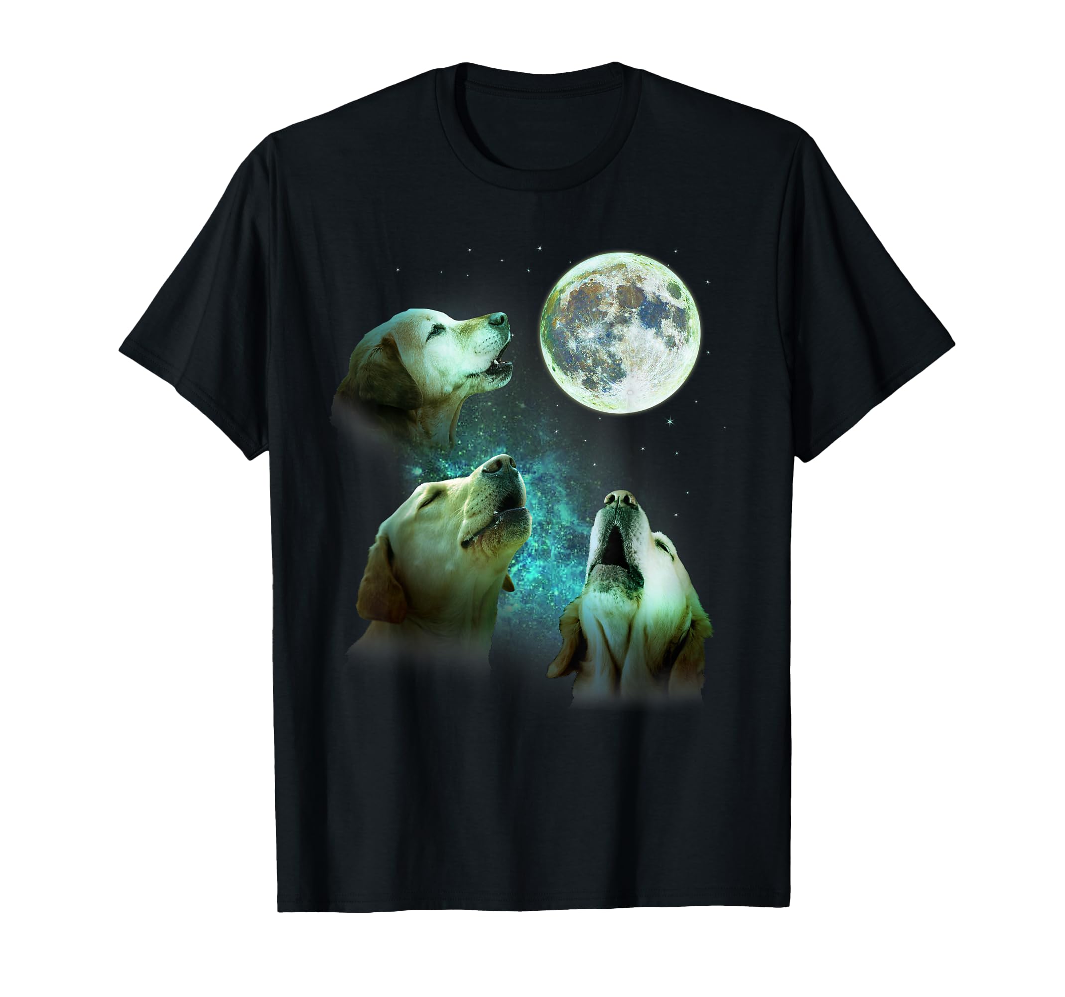 Three Yellow Labradors Howl at Moon 3 Wolf Wolves Parody T-Shirt