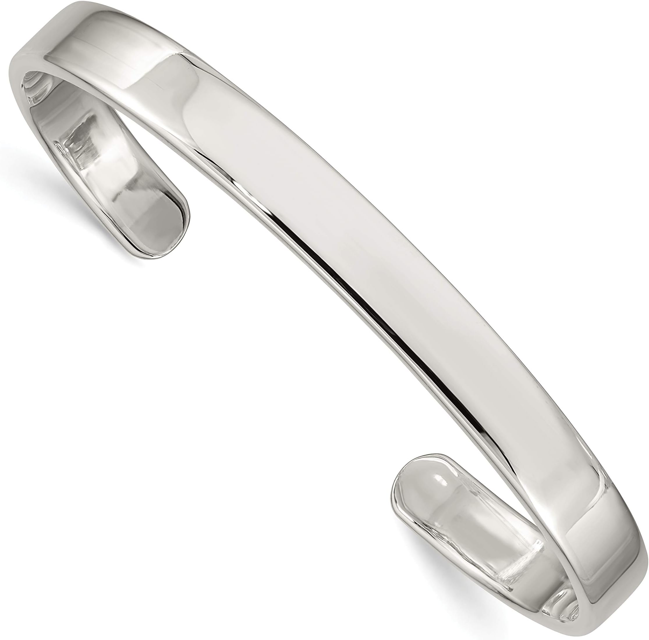 Saris and Things 925 Sterling Silver 7.5 Inch 7mm Polished Engravable Solid Cuff Bangle Bracelet For Men