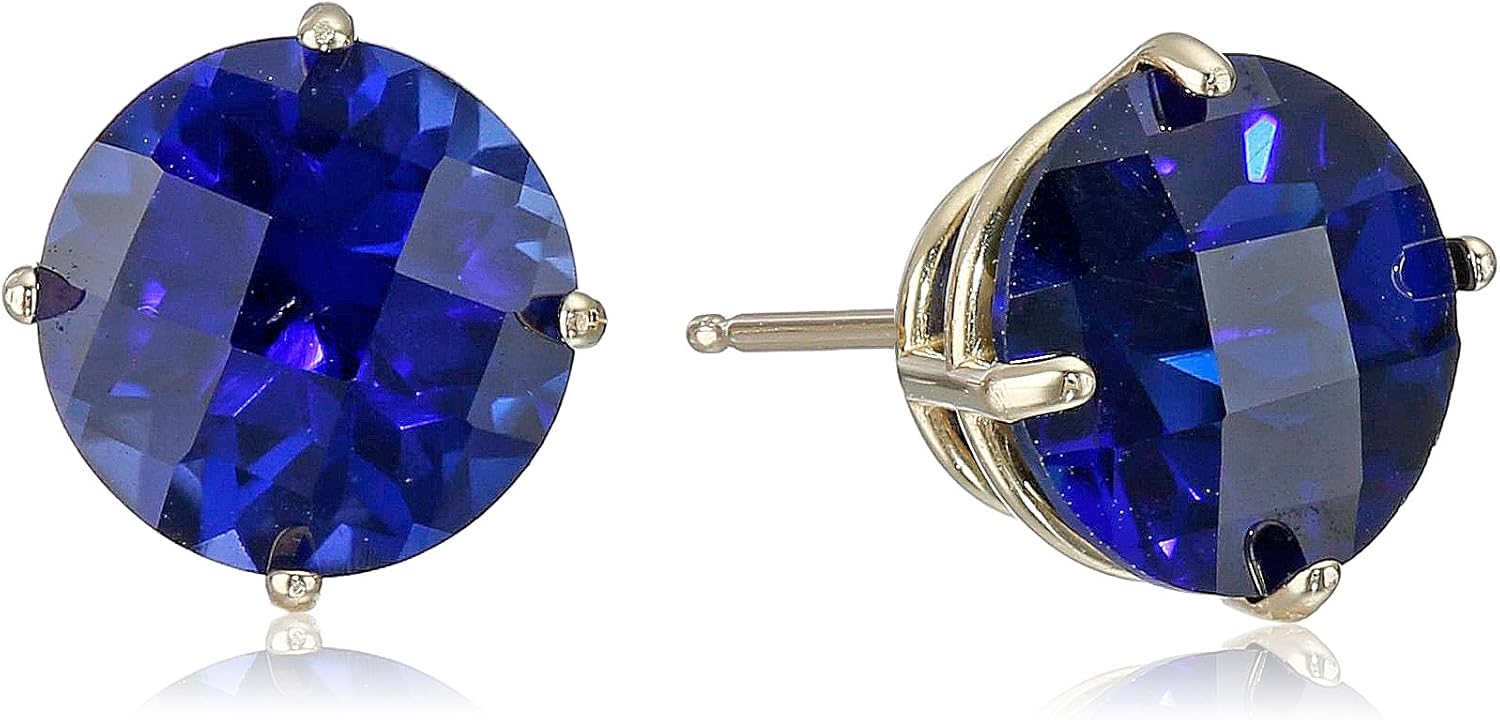 Tienda Collection 10k Gold Round Birthstone Stud Earrings for Women