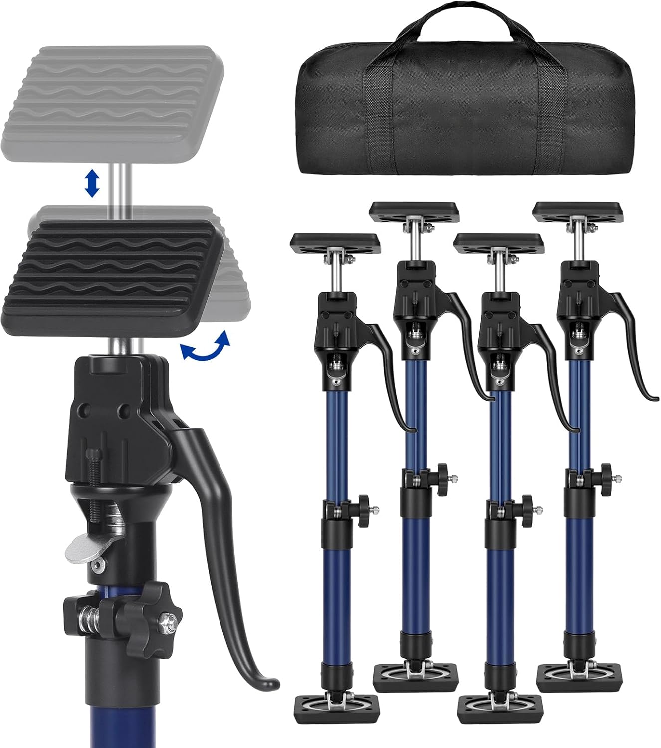 FEIRONG 4PCS Cabinet Jack Kit – 154LBS Heavy Duty Telescoping Support Pole (15-23 Inch), Drywall/Crown Molding Install Tool, Quick-Lock Third Hand