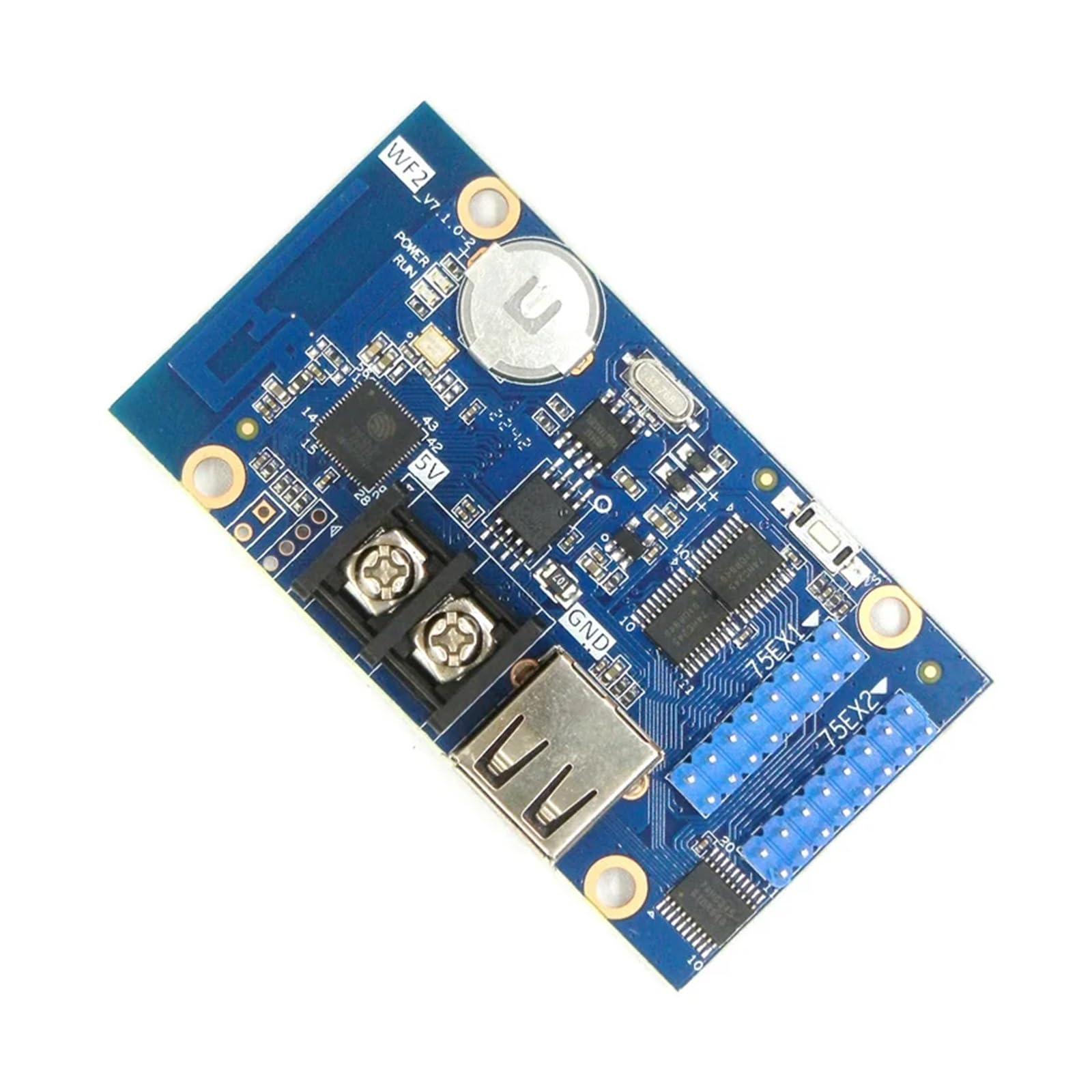 JJKKOZVQF HD-WF2 HD-U60-75 LED Controller Full Color Led Screen Display Control Card 768 * 64 Pixels 2*hub75 Ports