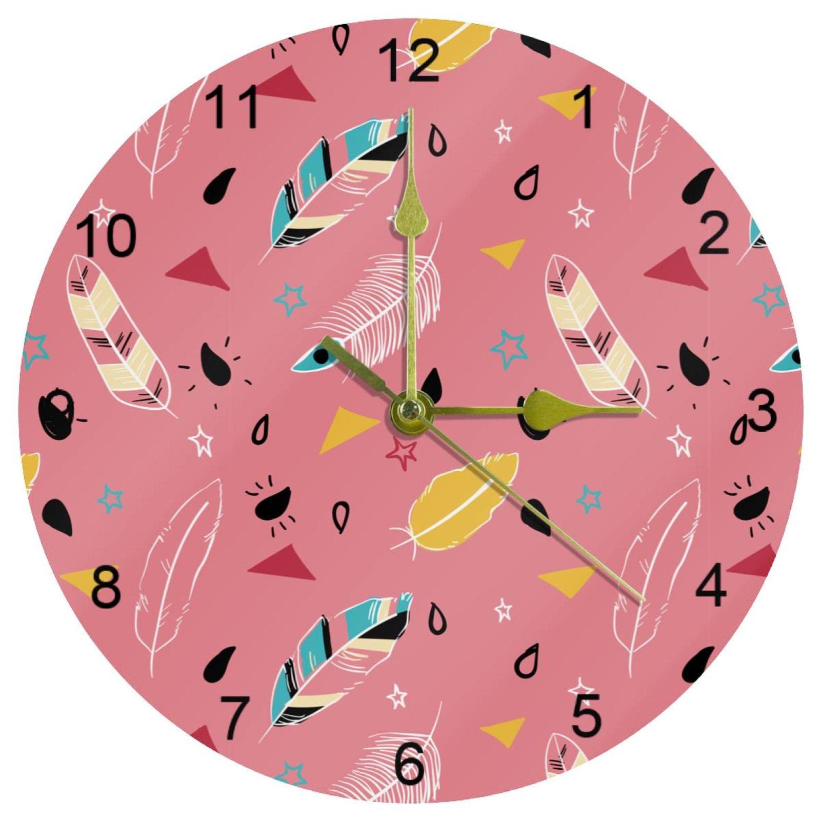 Horloge murale silencieuse plume idéale pour la décoration de la cuisine familiale