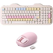 YUNZII C98 Wireless Mechanical KeyboardBeige, Candy Linear Switch, YUNZll C1 Silicone Wireless MousePink