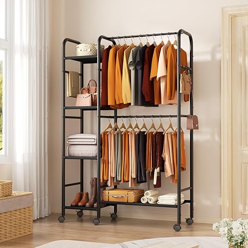 Miniatura 2 de Armarios Portátiles Para Colgar Ropa, Estantes de Armario Para Colgar Ropa, Perchero Resistente de Servicio Pesado, Estantes de Ropa Independientes