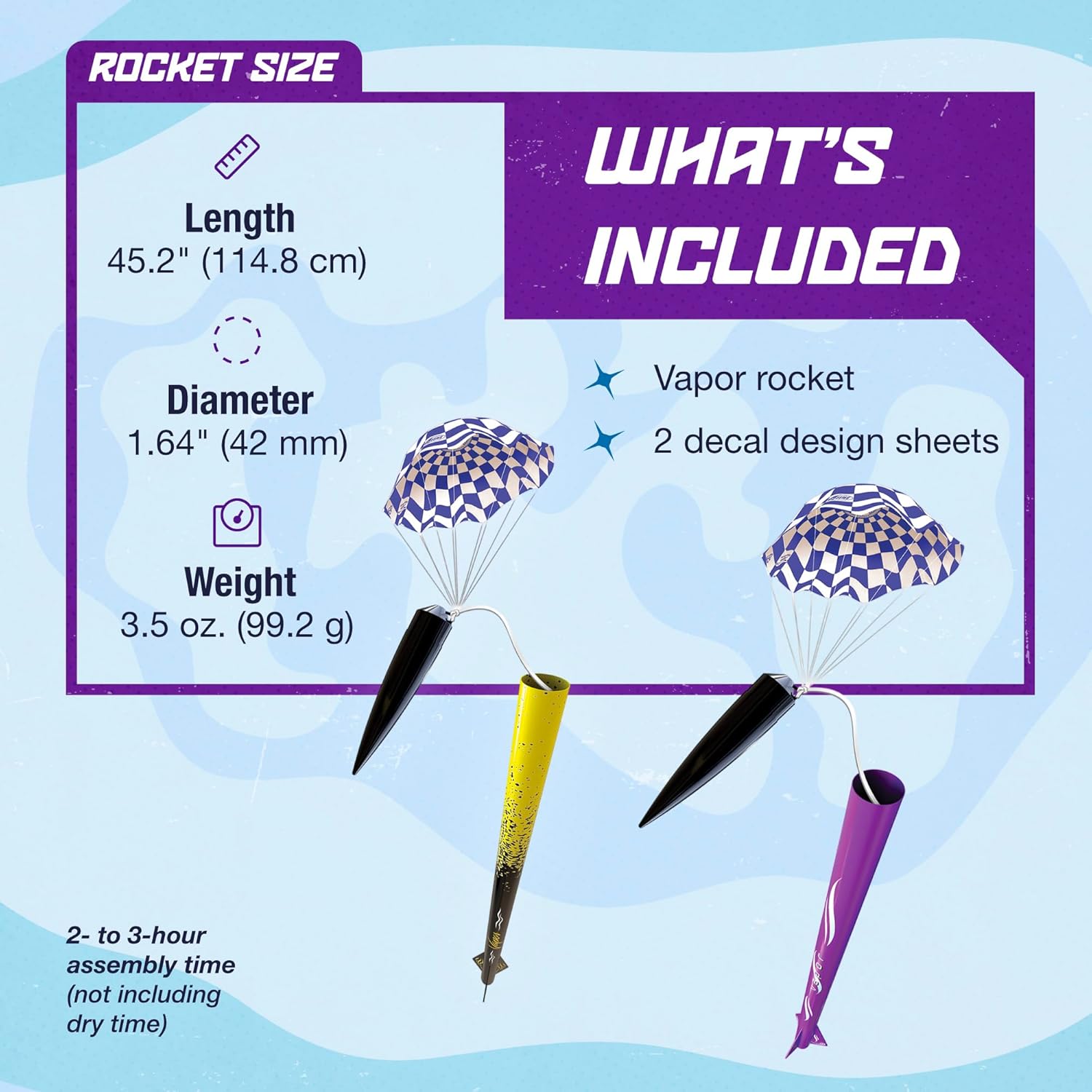 Estes Vapor Flying Model Rocket Kit 7294 | Advanced Build, Black/Yellow & Black/Purple