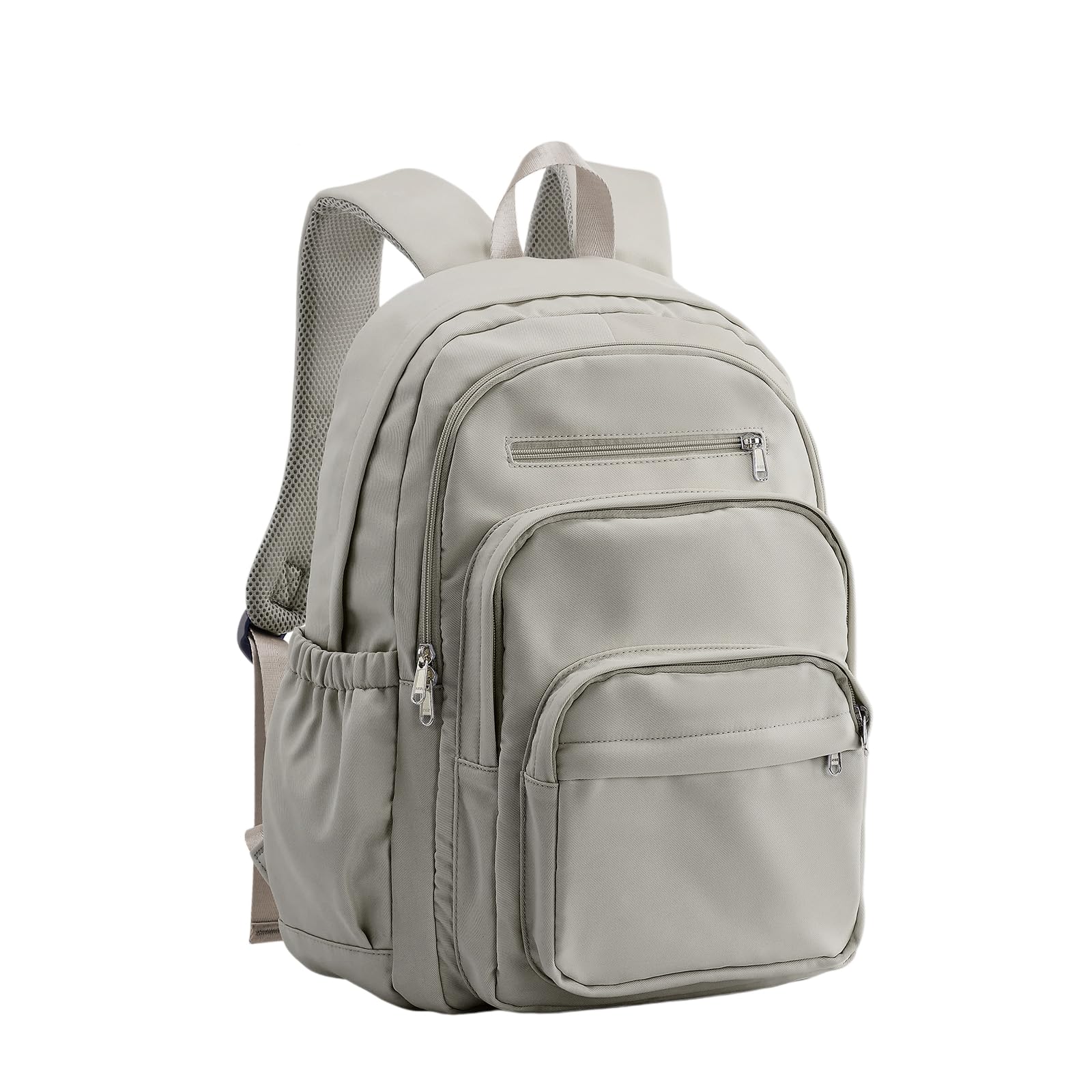 Zaino da Viaggio in Nylon Resistente all'Acqua Multi-Tasca Nero per Gli Studenti Adolescenti Spazioso Daypack-Beige