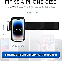 Vista 2 de Pulsera con soporte para teléfono para correr, de hasta 6.8 pulgadas, para iPhone 16/15/14 Pro Max, Galaxy S24/S23, resistente al sudor