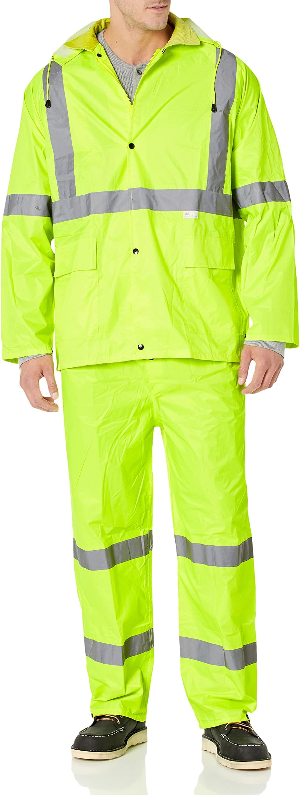 Global GloveGLO-8000 - FrogWear HV - 3-Piece High-Visibility Rain Suit - Medium