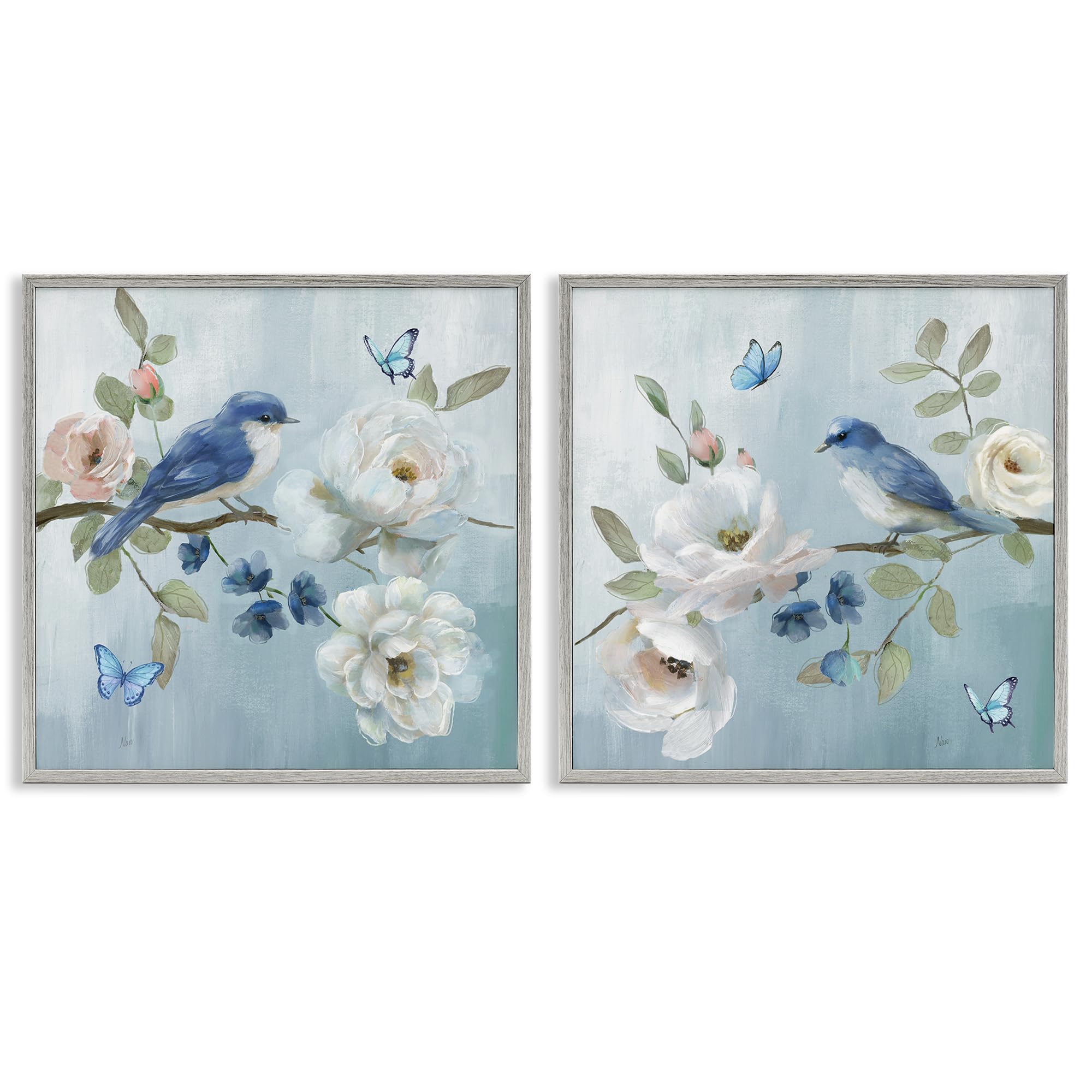 Stupell Industries Farmhouse Gray (Textured) 'Nature's Tranquility Florals'| 2Pc Framed Giclee Art Set 2