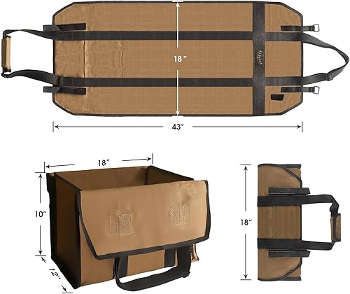 Miniatura 9 de Highpro Transportador de leña – Transportador de troncos para leña, bolsa de lona encerada con asas, mejor para llevar madera en casa o acampar al