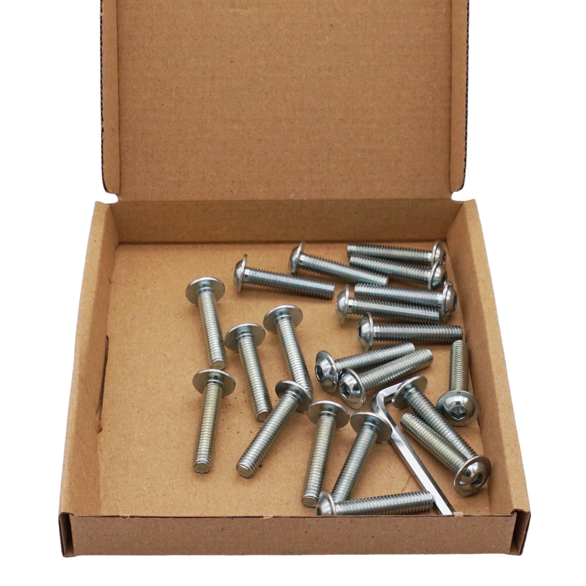 SKIR'CO (20 pezzi) Viti a Testa Bombata con Esagono Incassato M6 x 30 mm con Flangia, Bulloni ISO 7380-2 Zincati, Completamente Filettati
