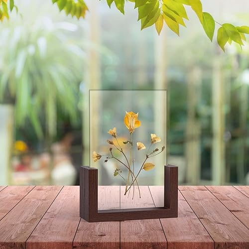 Miniatura 5 de PETAFLOP Marco de fotos de 4 x 6, marcos de fotos rústicos de doble cara con base de madera en forma de U para exhibición de fotos de 4 x 6