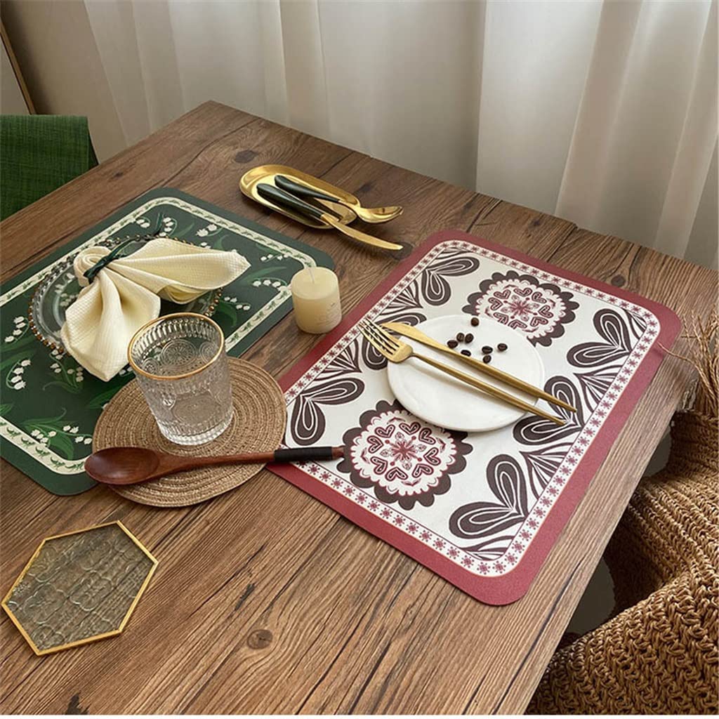 4 pièces rétro napperon en Cuir Maison Coussin Isolant Style Classique Tapis de Table Cuisine Salle à Manger Accessoires (B)
