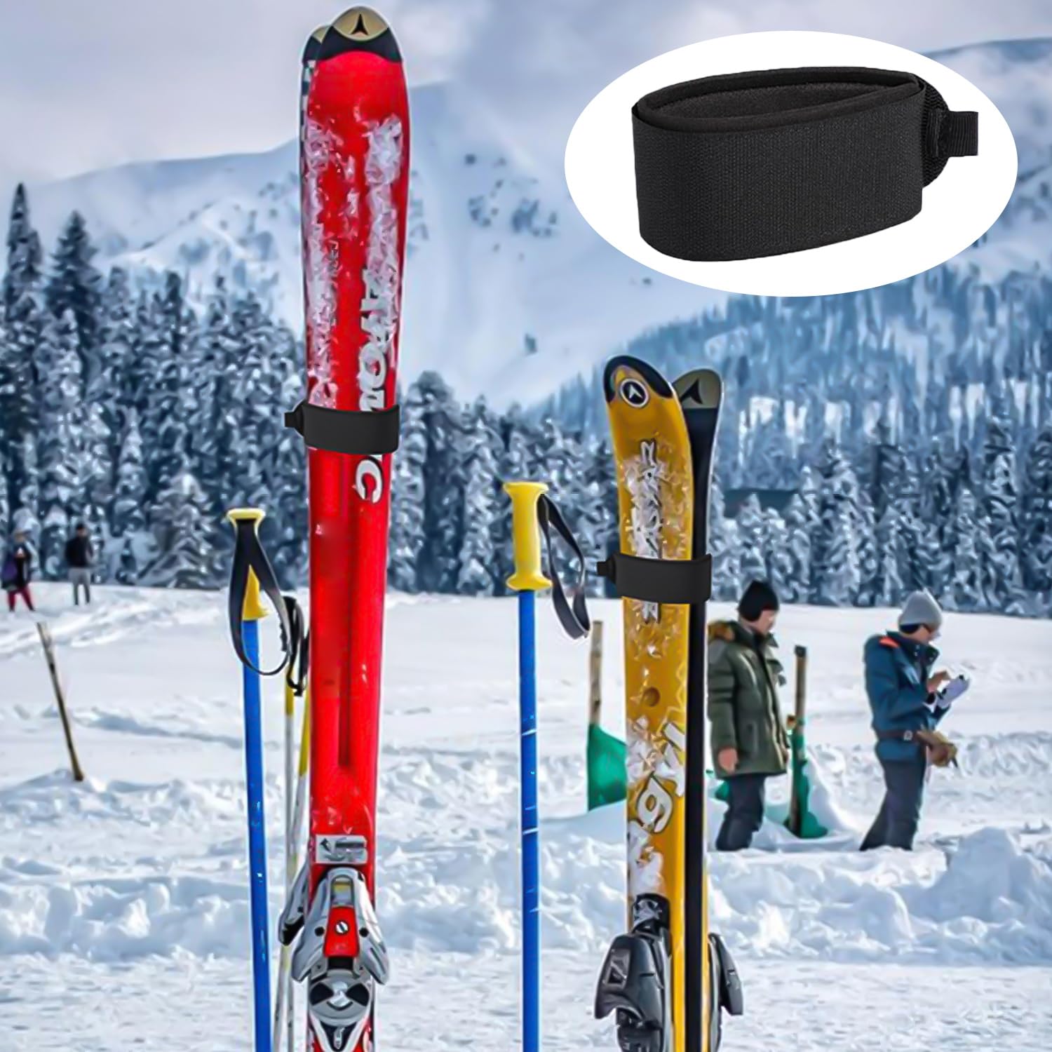 Sangles de Ski 8 Pièces, Fixation Snowboard, Nylon, Élastiques, Réglables