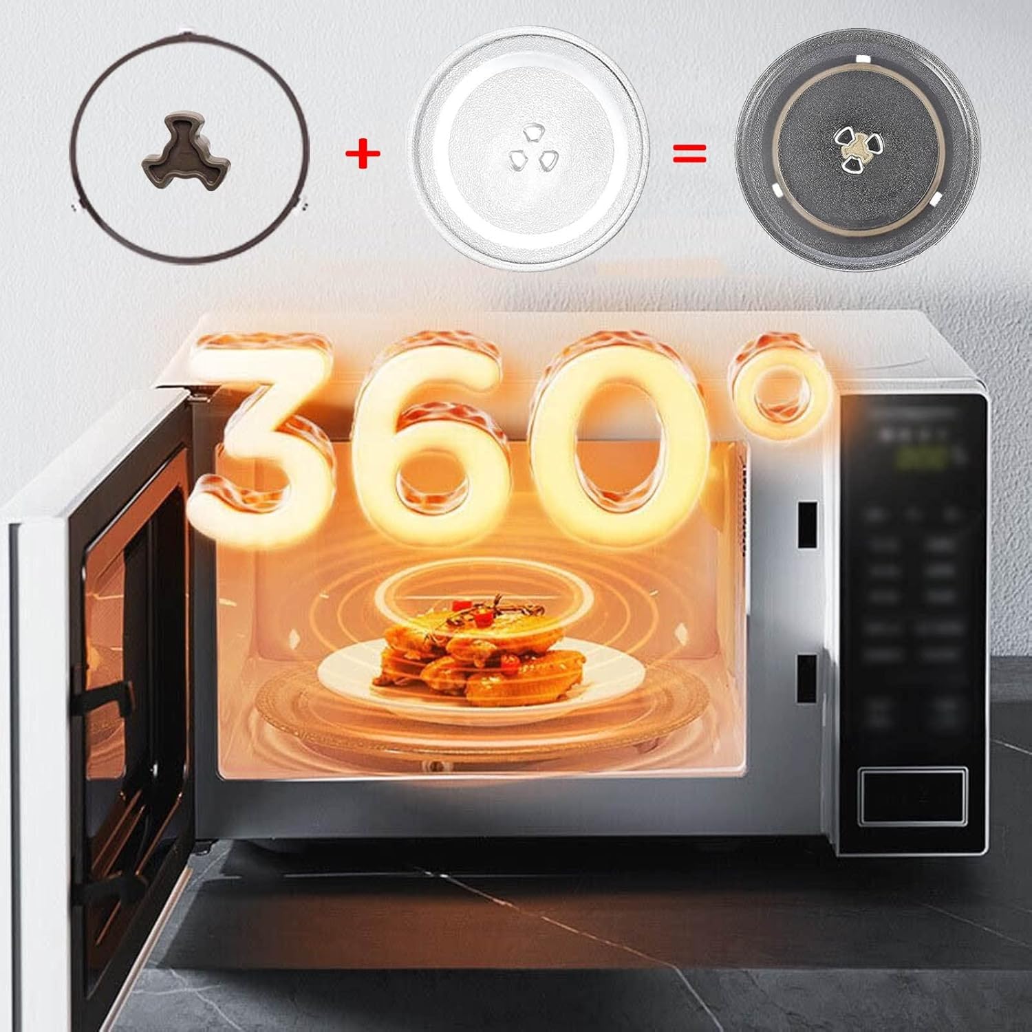 Universall Microwave Glass Turntable Plate, 9.6" 10" 12.4" Round Microwave Glass Plate, 0.2" Thick, Microwave Glass Tray With Microwave Turntable Coupler And Ring, Replacement Accessories ( Color : Cl