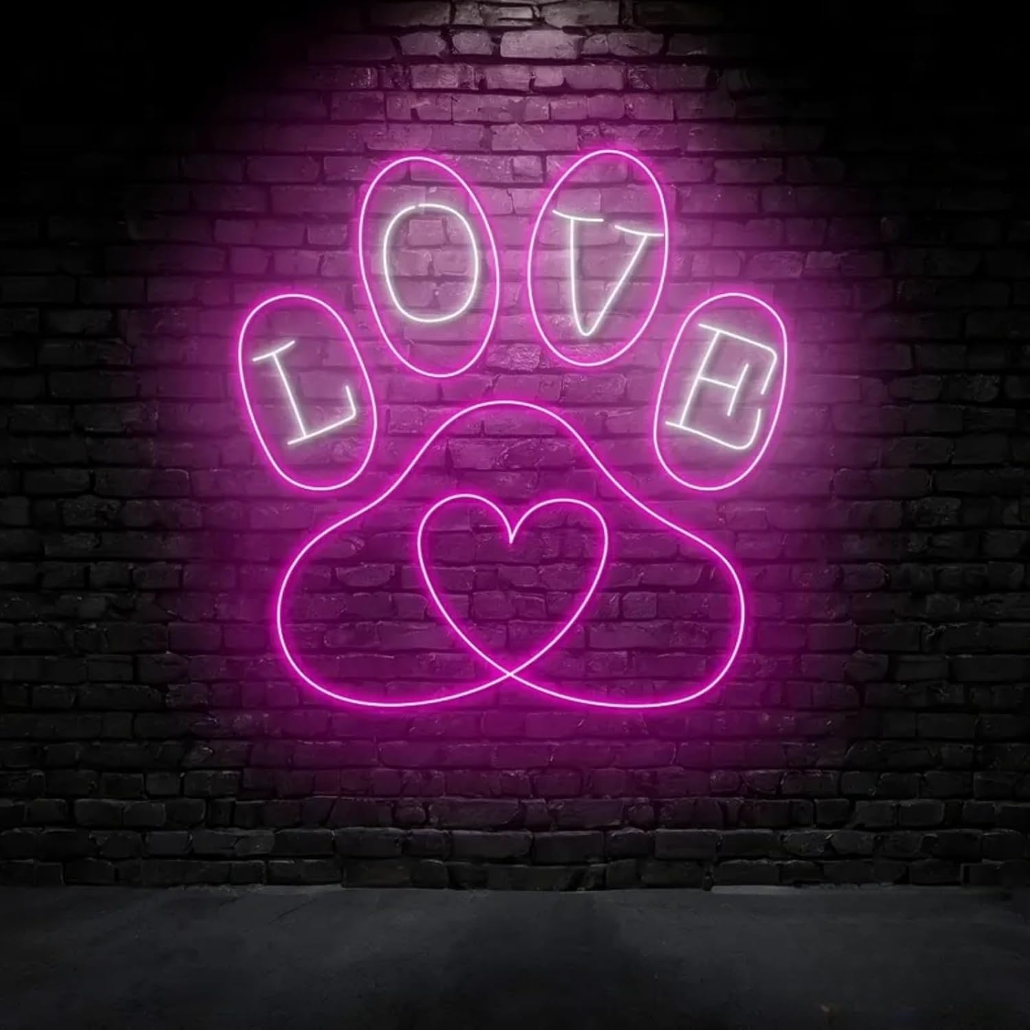 Paw Dog Heart Neon Sign, Paw Pet Neon Light, Pet Clinic Wall Art, Pet Spa Grooming Wall Decor For Pets Art Kids Wall Room Decor Birthday Party