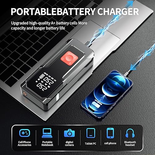 Miniatura 4 de Arrancador de salto de 1000 A  Paquete de refuerzo de batería de litio de 12 V, caja de salto portátil, banco de energía y cables de puente  para