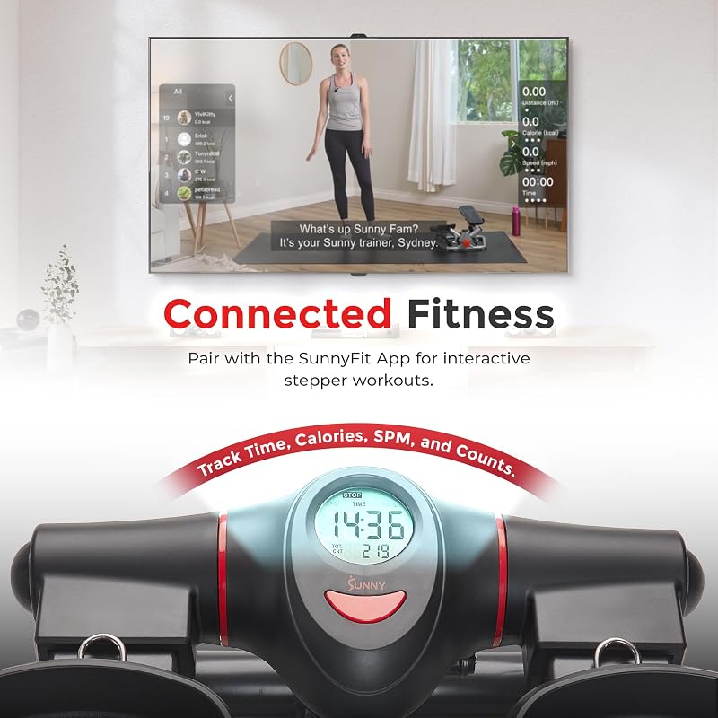 Sunny Health & Fitness Smart Power Stepper with Resistance Bands for Cardio image 4