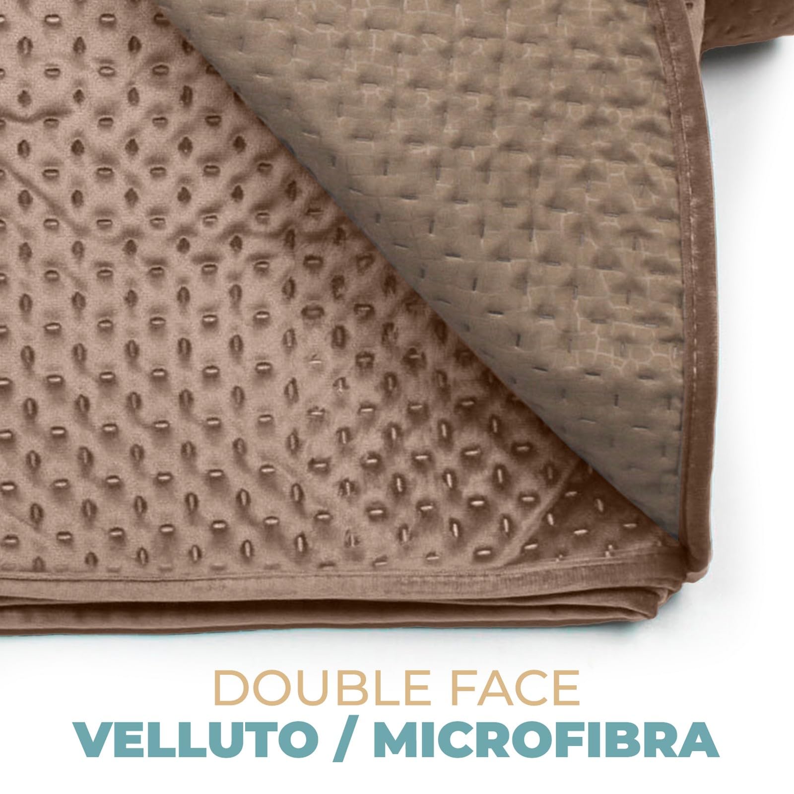 PARAMAISON Copriletto Reversibile Singolo, Velluto/Microfibra, Ipoallergenico, 100gr/mq | 150x270 cm Blu