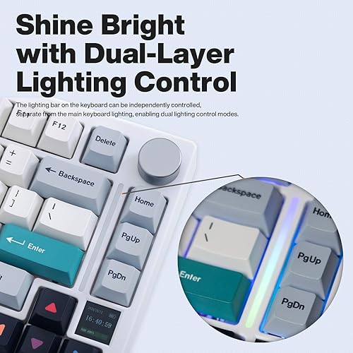 Miniatura 3 de GK GAMAKAY TK75 V2 Teclado mecánico silencioso al 75% con pantalla TFT, intercambio en caliente RGB Bluetooth 5.02.4GHz inalámbricoUSB-C con cable