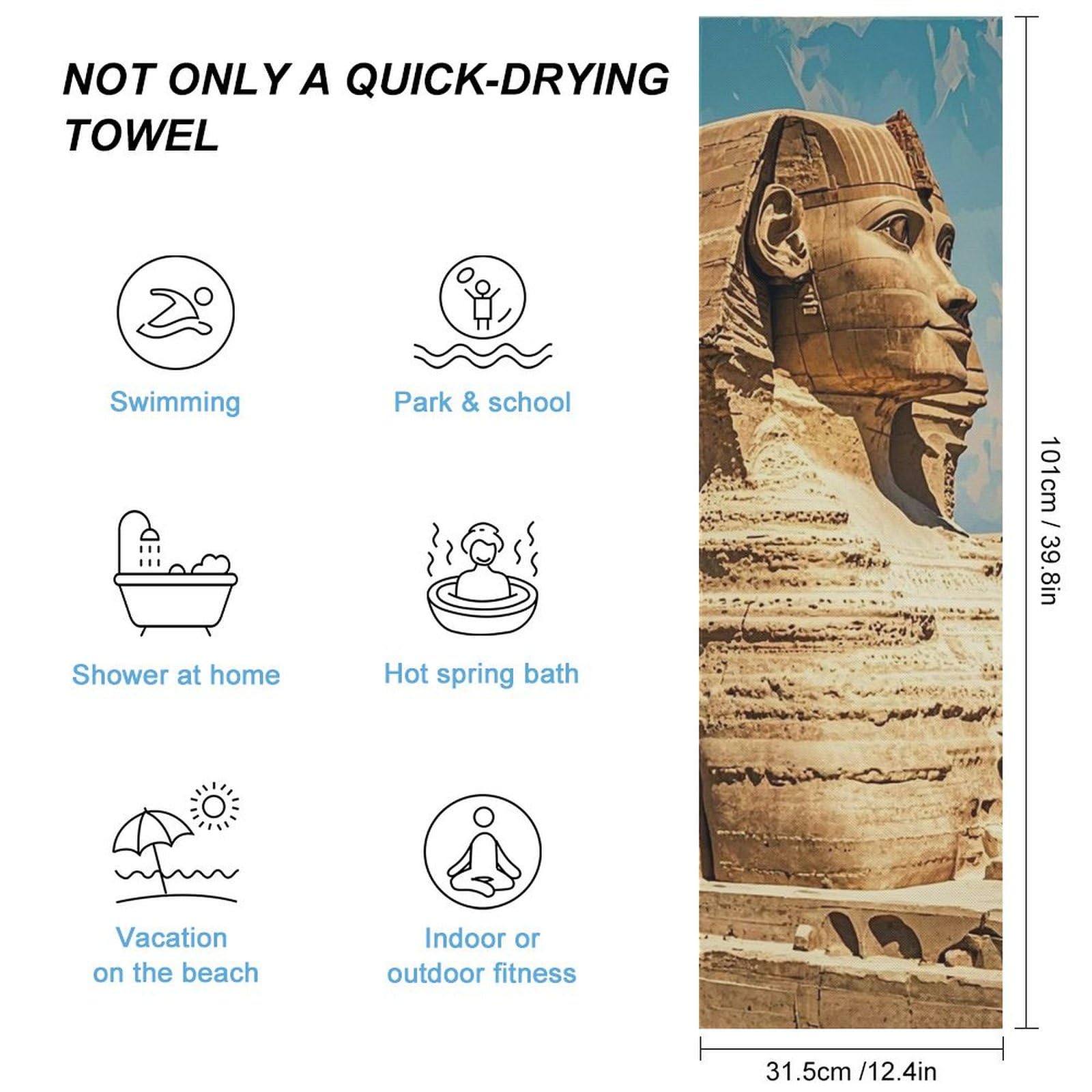 FHESDCW Sphinx Towel Quick Dry Ice Towels for Hot Weather Breathable Camping Towels Sweat Super Absorbent Bathroom Towel for Gym Yoga Pilates Exercise