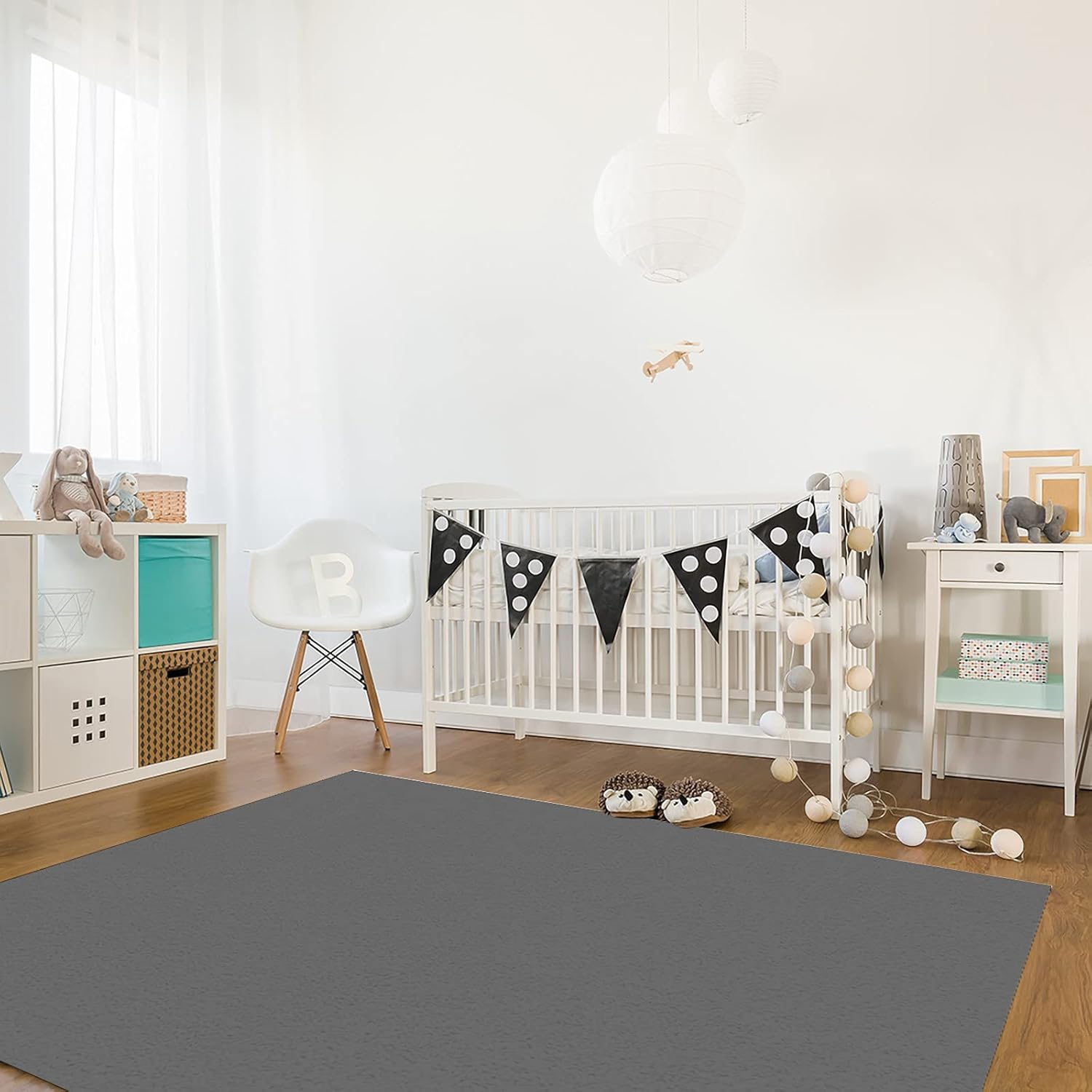 Large Rectangular Area Rugs 2.7' x 5' Living Room, Solid Dark Grey Durable Non Slip Rug Carpet Floor Mat for Bedroom Bedside Outdoor Pure Color