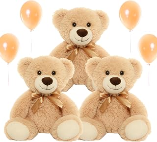 3 Pcs Teddy Bears Bulk 13“ Soft Cuddly Stuffed Bear Stuffed Animal Cute Plush Toy Birthday Christmas Graduation Valentine’s Day Wedding Party Gifts Light Brown
