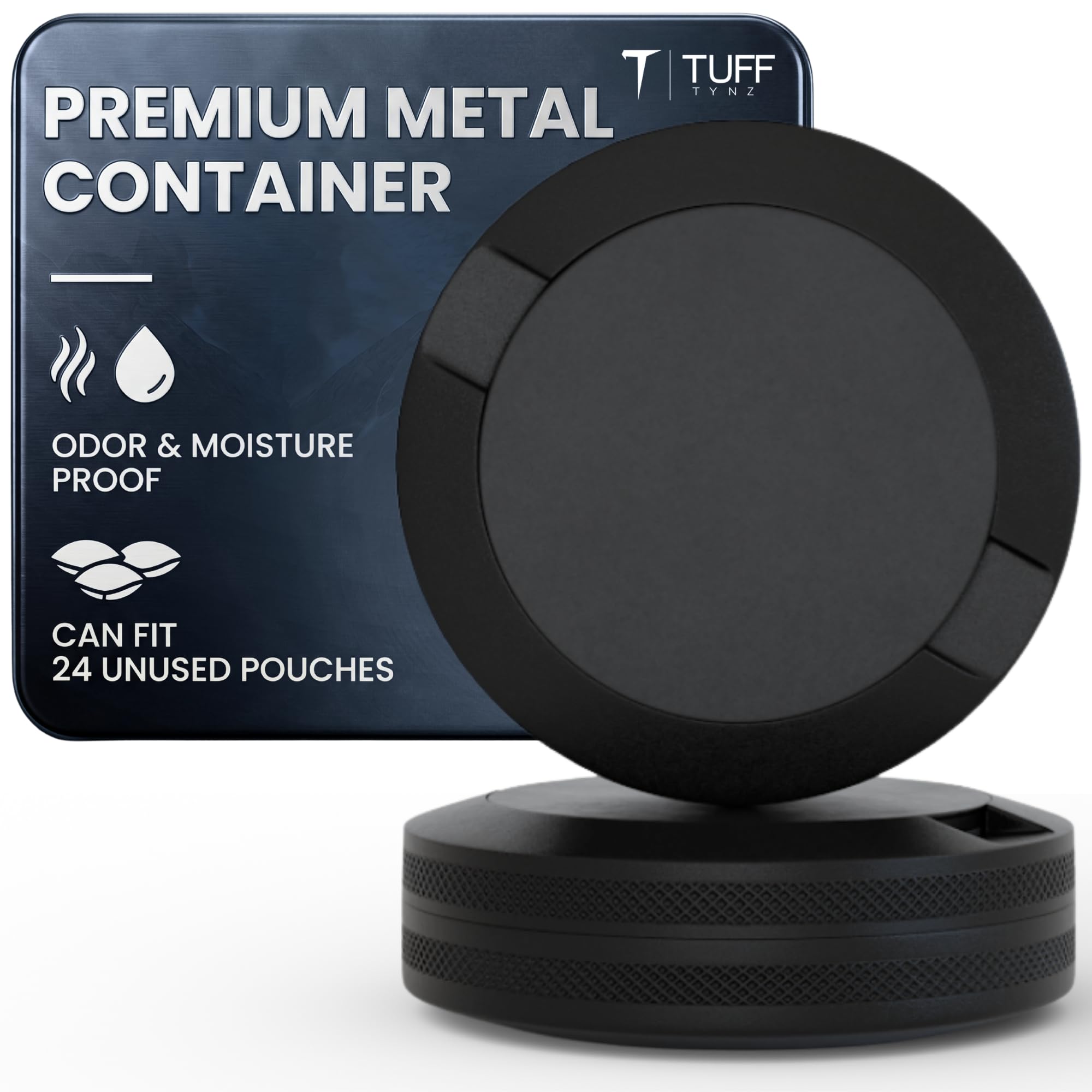 TuffTynz - Premium Zyn Metal Can | Zyn Holder | Metal Zyn Container | Moisture & Odor Proof Container | Aluminum Zyn Can & Organizer | Dip Can | Zyn Tin | Zyn Gifts for Men | The Phantom