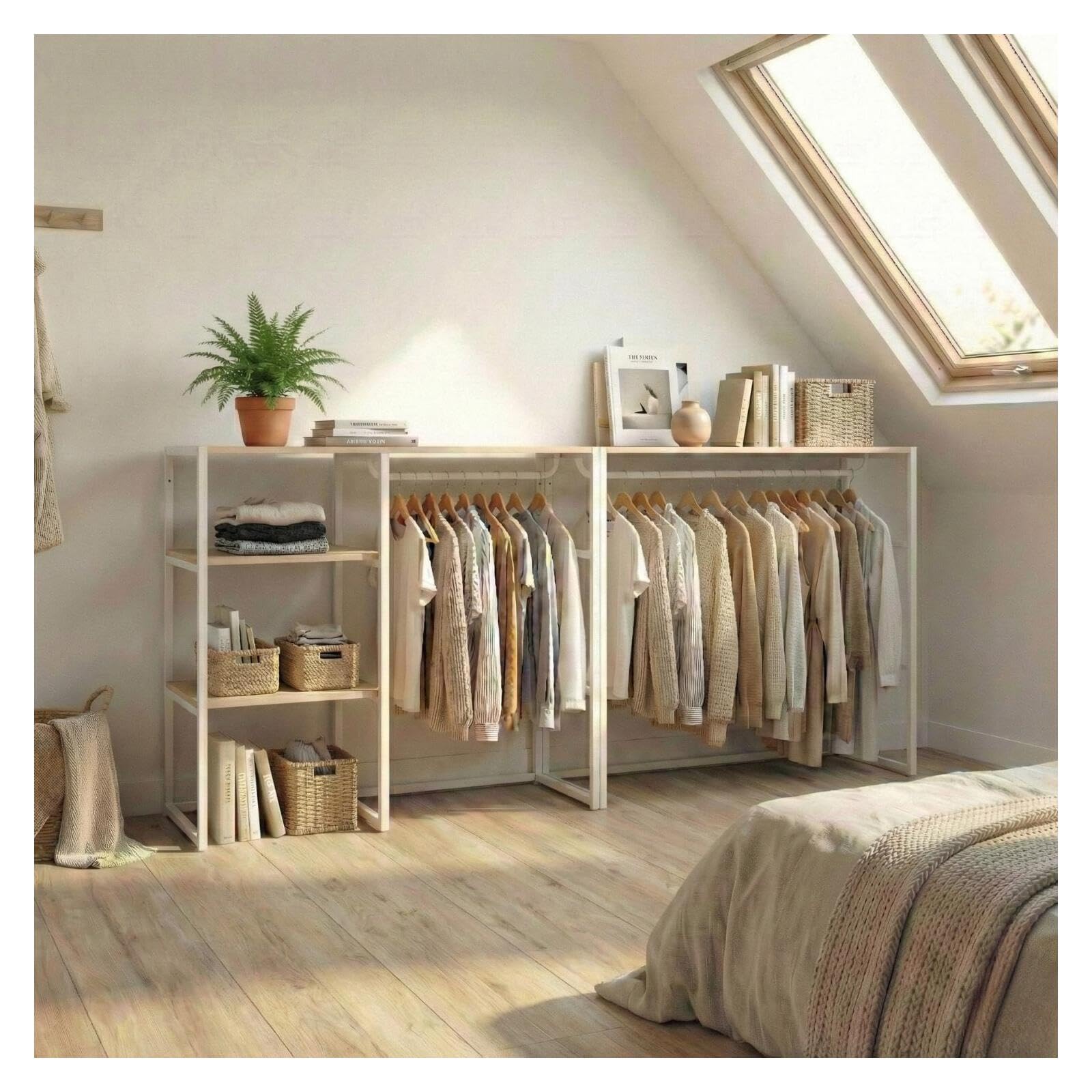 MOB-IN Lot de 2 portants vêtements sous combles KADRA modulables 200x85cm