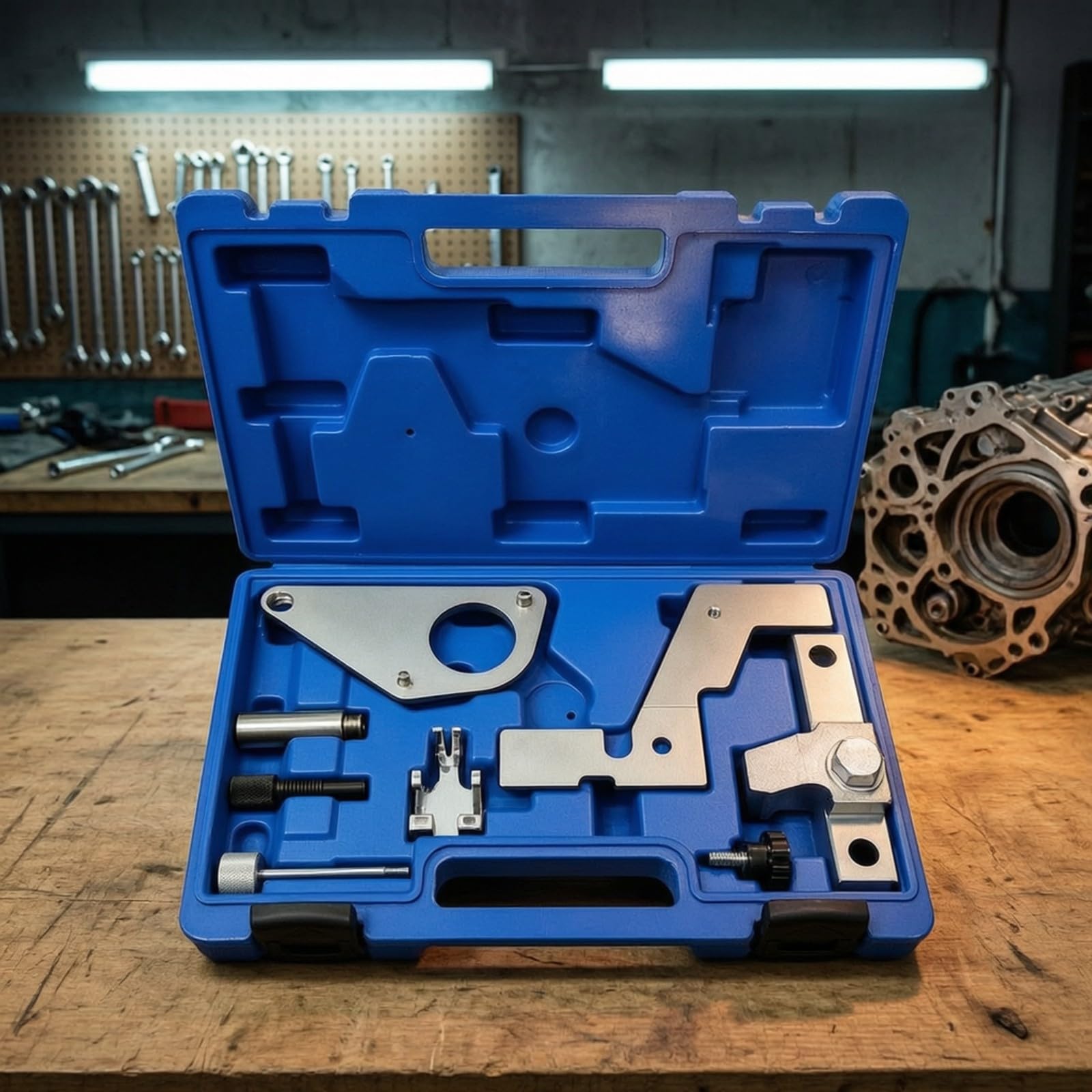Set di Strumenti per Fasatura Design Compatto e Organizzato, Kit fasatura con Valigetta, Kit con Perni di Bloccaggio, per Riparazione Auto, Officina