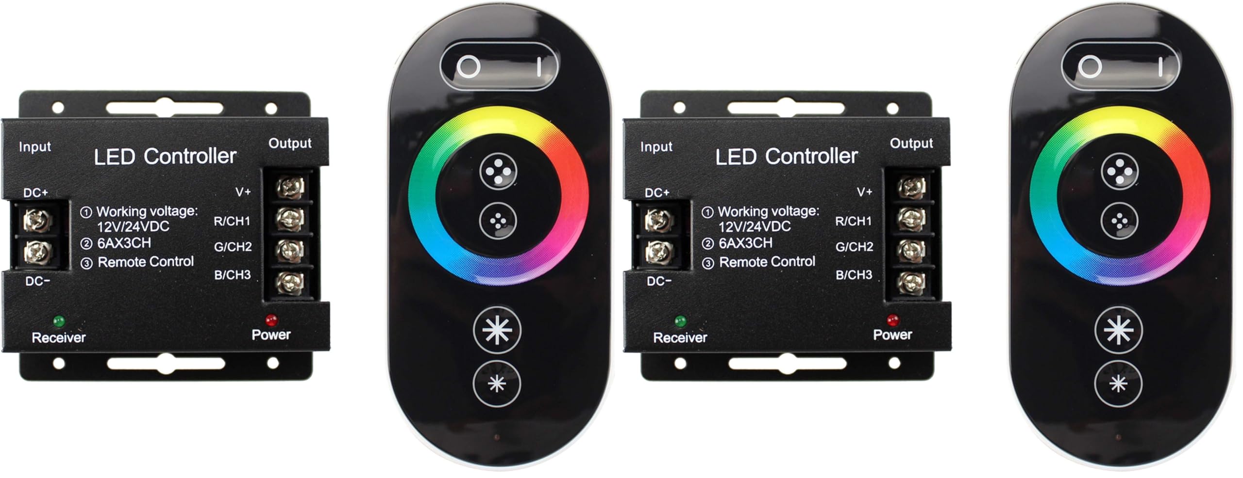 PB-Versand RGB LED Touchdimmer Dimmer 12V - 24V Schalter zum dimmen Touch-Technik Regler Dimmschalter für Streifen Strip Lichtleisten LED-Leisten (Packung mit 2)
