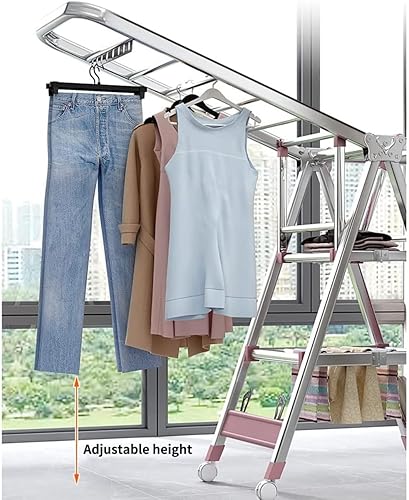 Miniatura 3 de Estante de secado de ropa de acero inoxidable plegable para lavandería, soporte de lavandería grande con alas de gullwing de altura ajustable para