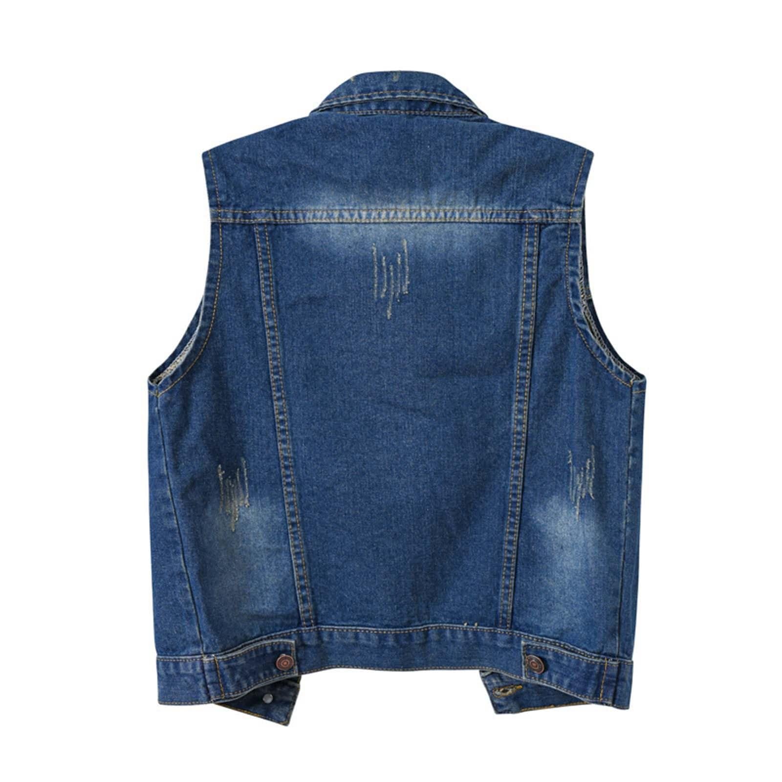 Generisch Jeansjacke Kurz Damen Mehrfarbige Jeansweste Für Damen Kurz Für Frühling Und Schmal Dünn Aus Sackleinen Ärmellos Schultern Weste Mit Gebrochenen Löchern Ausgefallene Pullover Damen