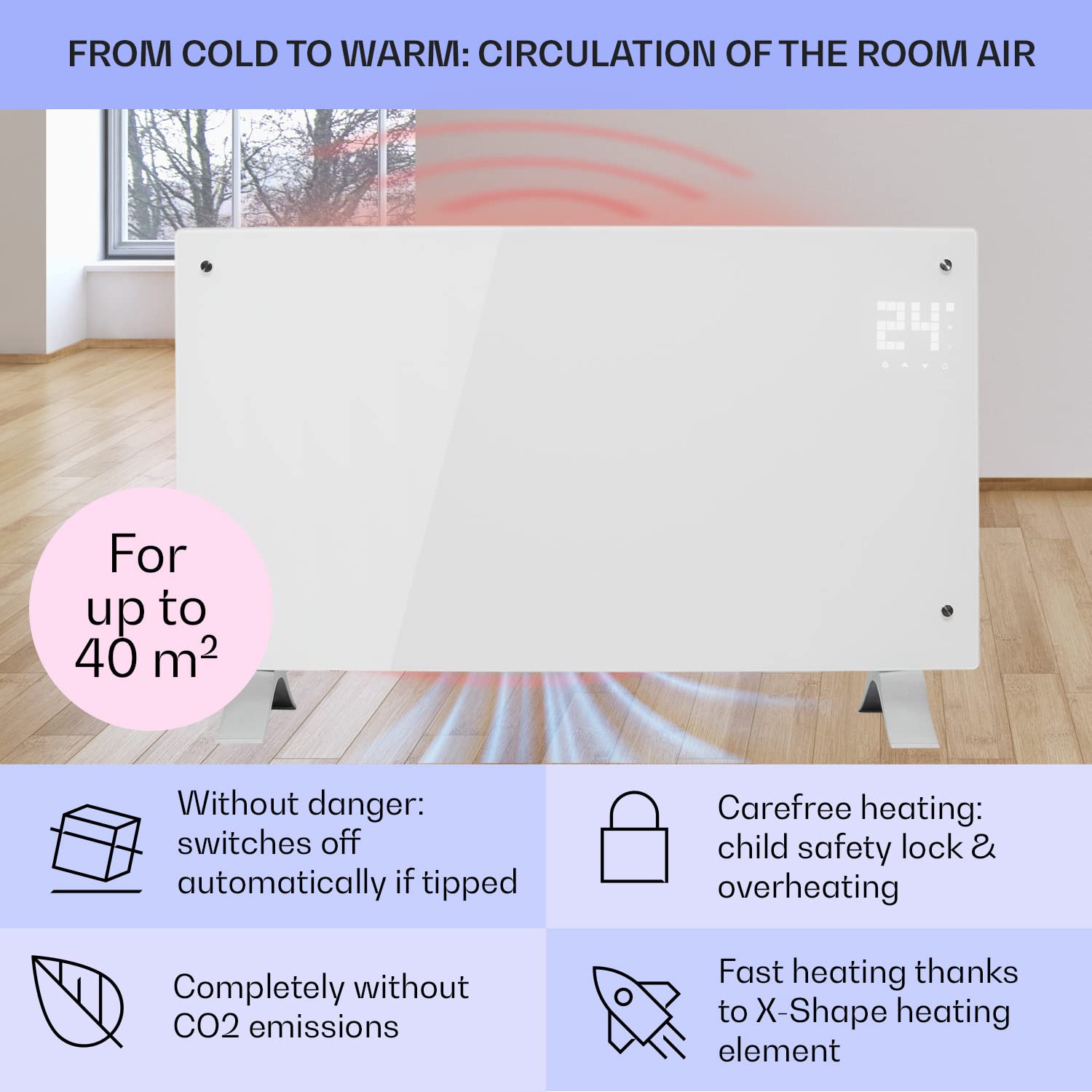 Klarstein Energy Efficient Electric Heaters for Home, 2000W Free Standing  Low Energy Convector Heater w/Thermostat, Aluminium Feet Portable Indoor  Silent Storage Heater Wall Mounted Panel Heater : Amazon.co.uk: DIY u0026 Tools
