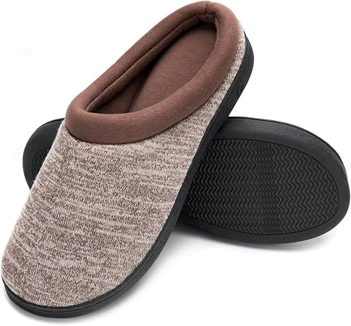 Temi Pantuflas de espuma viscoelástica para hombre, acogedoras y suaves, para interiores y exteriores, cálidas, transpirables, con suela
