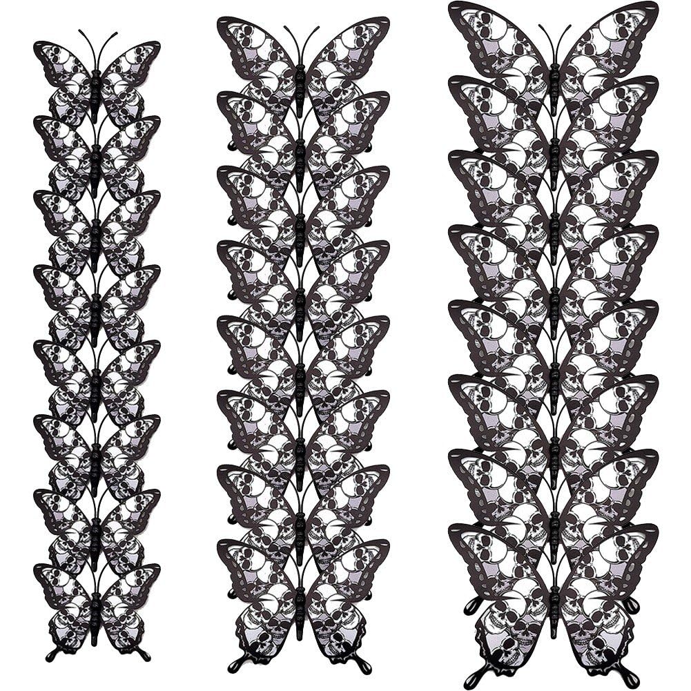 24 szt./zestaw Halloween motyl naklejki ścienne usuwalne 3d motyl naklejki na okno horror naklejka ścienna naklejka na imprezę wystrój
